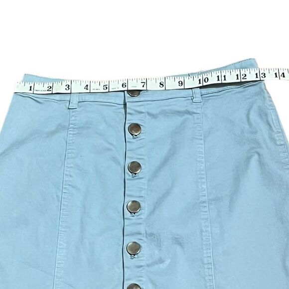 Forever 21 Light Blue A-Line Button Front Skirt, Size XS - Picture 3 of 5